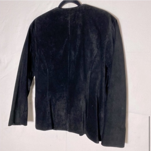 Vintage Danier Black Suede Button Front Light Jacket 90s Blazer S - Picture 11 of 13